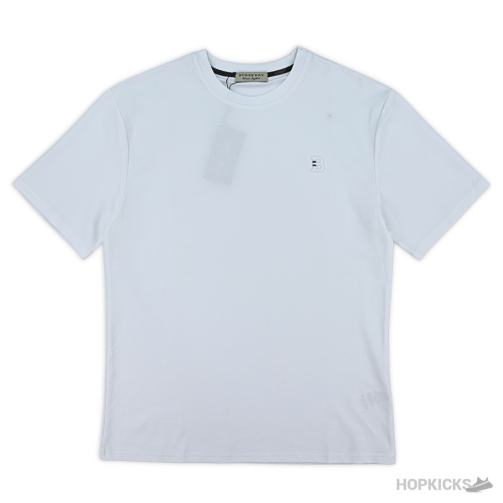 Burberry Log Embroidered White T-Shirt (Imported Premium Finish)