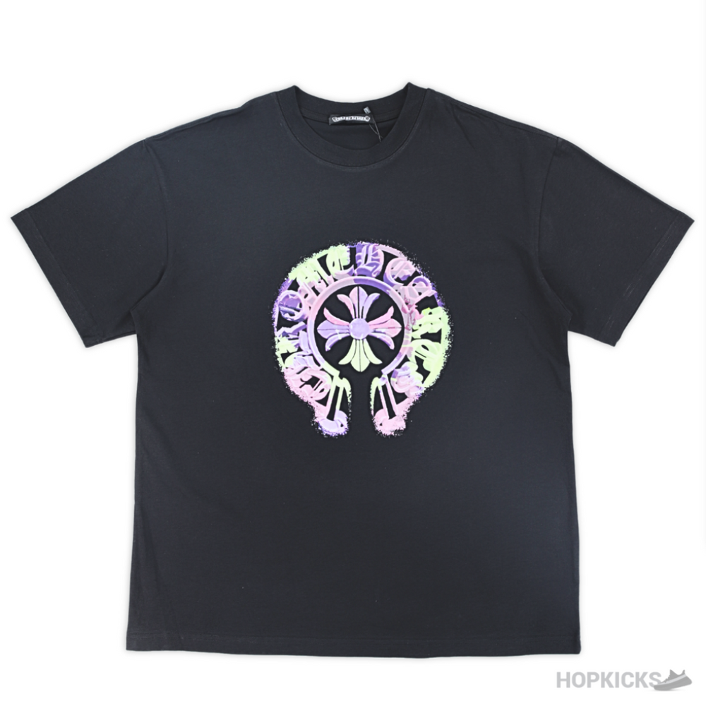 Chrome Hearts Horse Shoe Logo Printed Black T-Shirt (Imported Premium Finish)