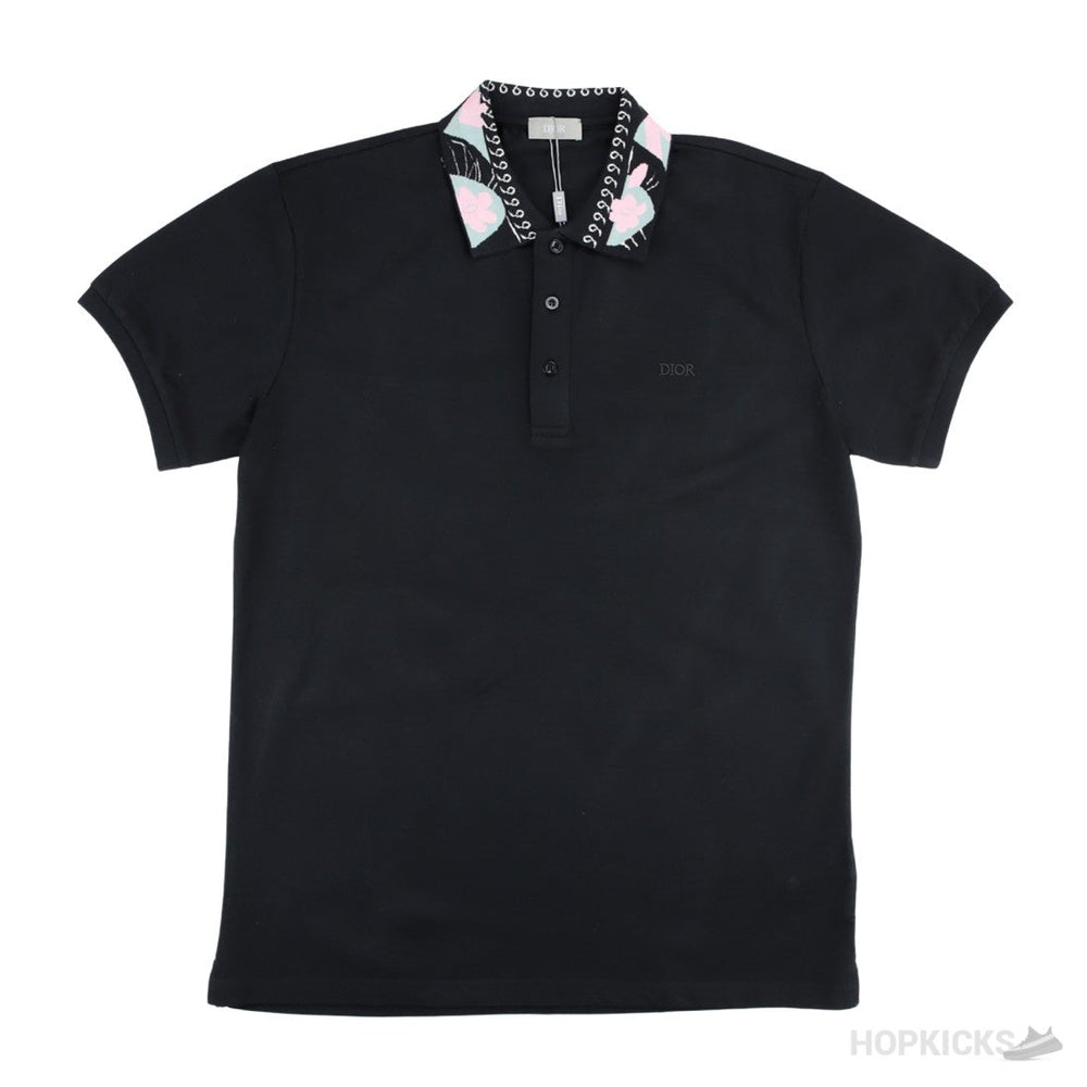 DIOR Men Pattern Polo Shirt Black (Dot Perfect)