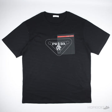Prada black cotton T-shirt with a logo