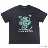 LV Flower Printed Black T-shirt (Imported Premium Finish) - Photo 1