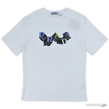 Prada Multi Dimensional Logo Printed White T-Shirt (Imported Premium Finish)