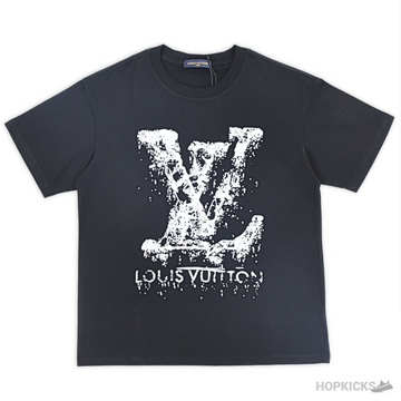 LV Splattered Logo Printed Black T-Shirt (Imported Premium Finish)