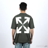 Off-White Olive Cotton Crew Neck T-Shirt (Economy Batch) - Photo 1
