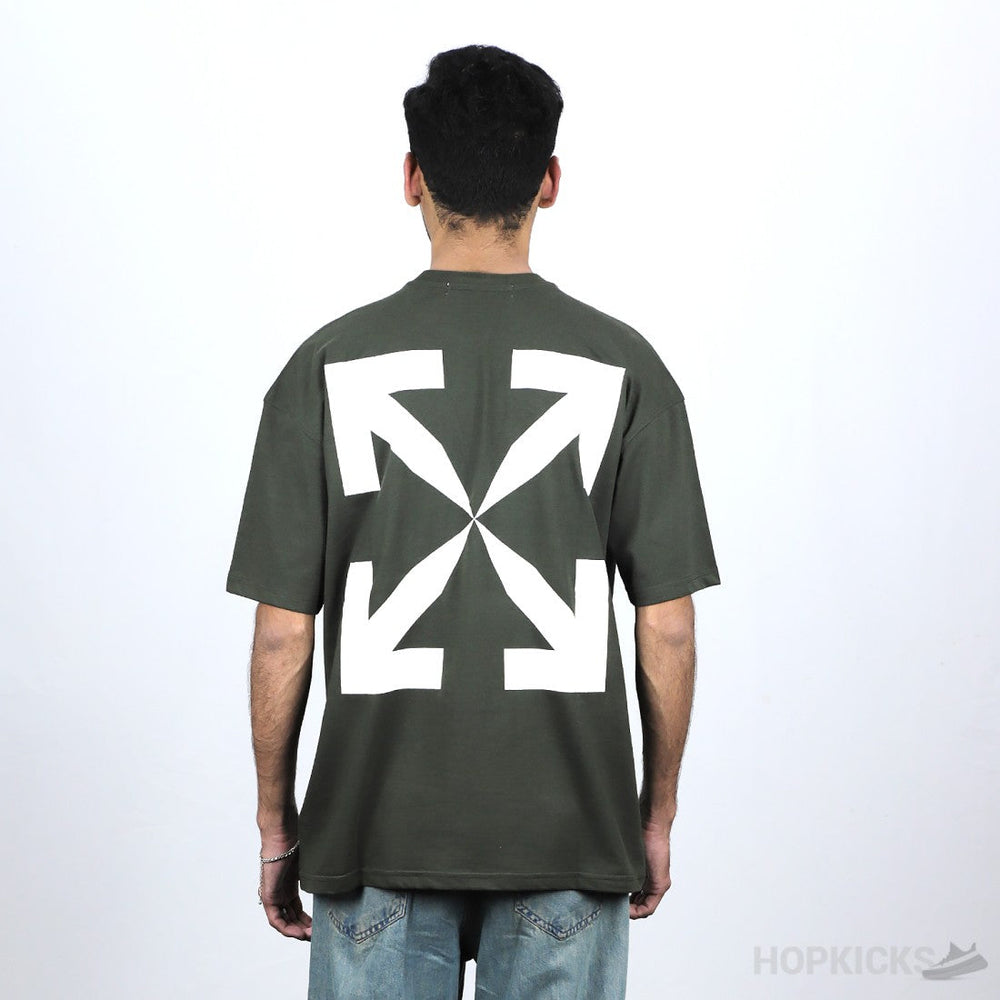 Off-White Olive Cotton Crew Neck T-Shirt (Economy Batch)