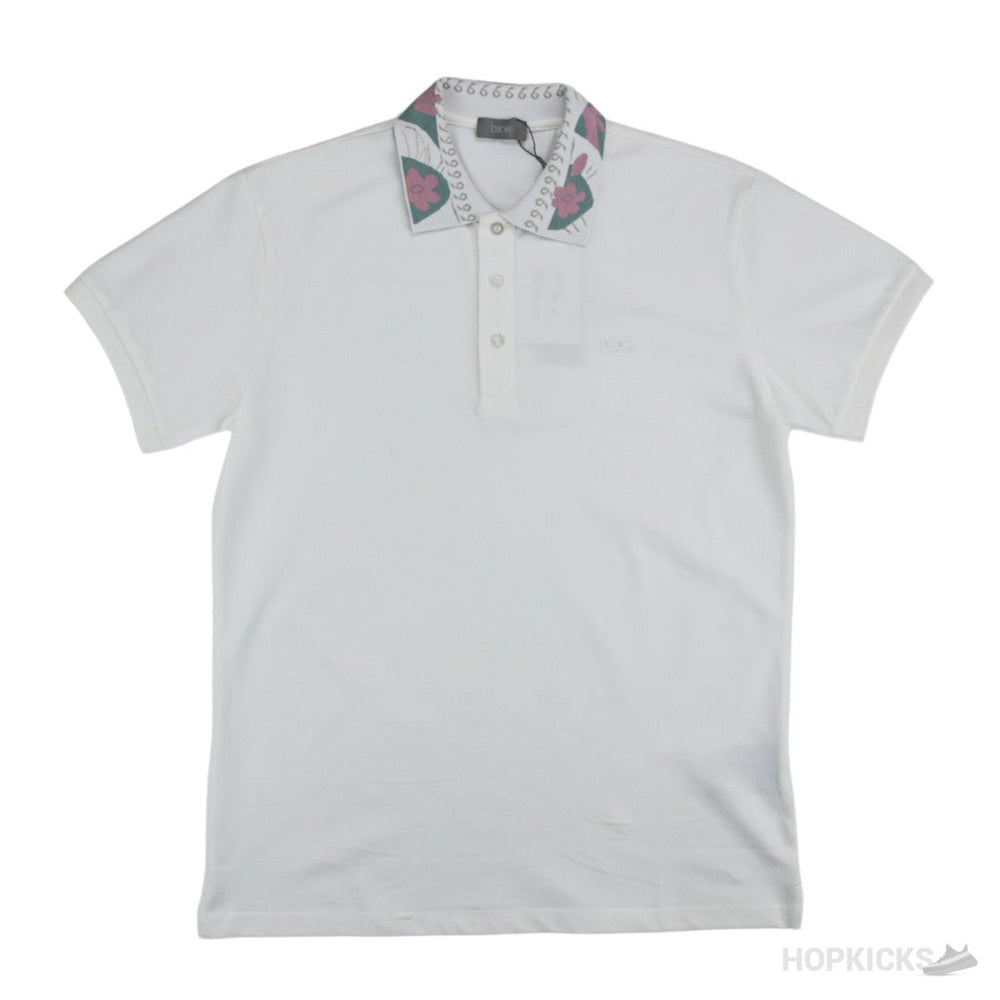 DIOR Men Pattern Polo Shirt White (Dot Perfect)