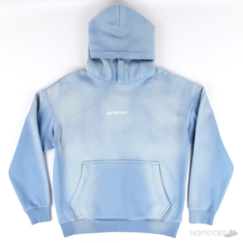 Balenciaga Back Hoodie Medium Fit in Blue
