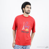 Balenciaga Paris Print Logo Red T-Shirt - Photo 4