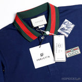 Gucci Web Collar Navy Polo Shirt - Photo 3