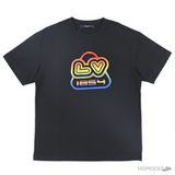 Louis Vuitton Colorful Embroidered Black T-Shirt (Imported Premium Finish) - Photo 1
