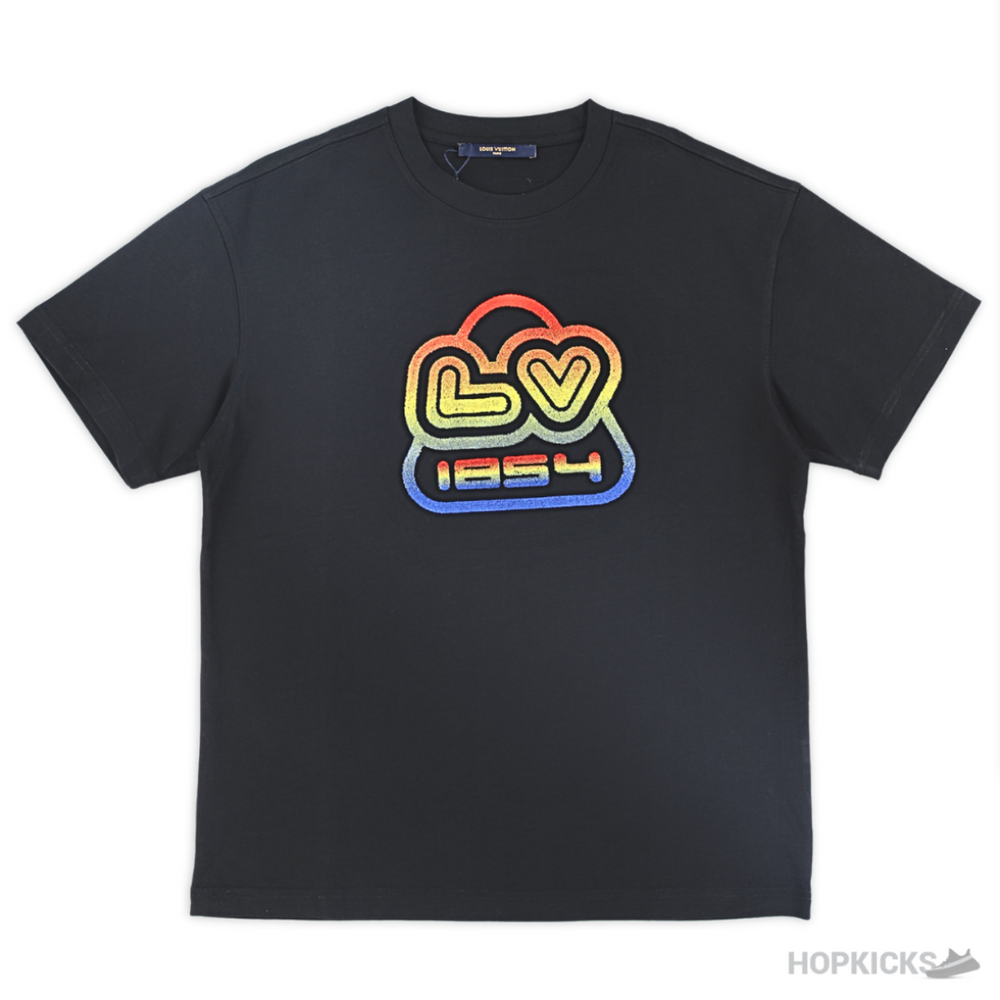 Louis Vuitton Colorful Embroidered Black T-Shirt (Imported Premium Finish)