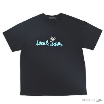 D&G Crown Logo Printed Black T-Shirt (Imported Premium Finish)