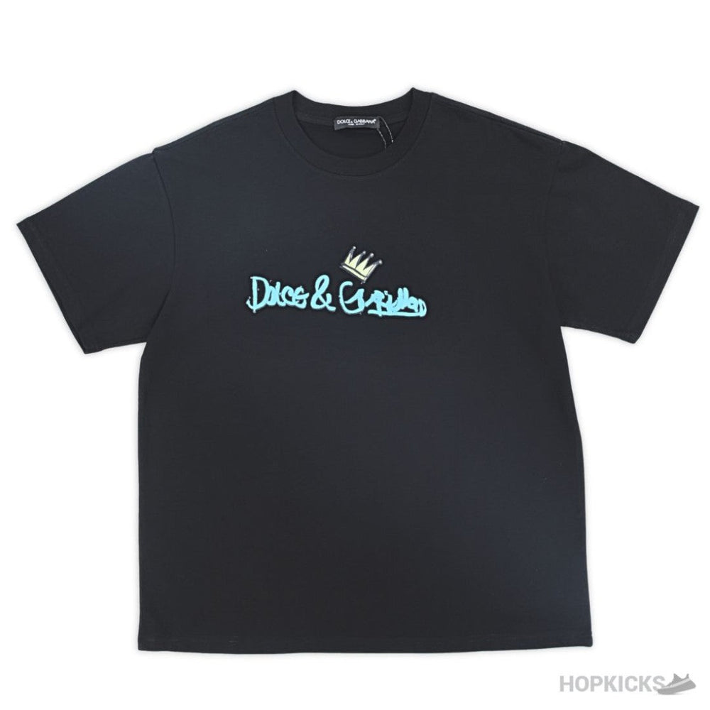 D&G Crown Logo Printed Black T-Shirt (Imported Premium Finish)
