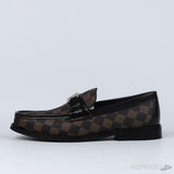 LV Moccasin Plain Leather Platinum Black Loafers (Dot Perfect) - Photo 1