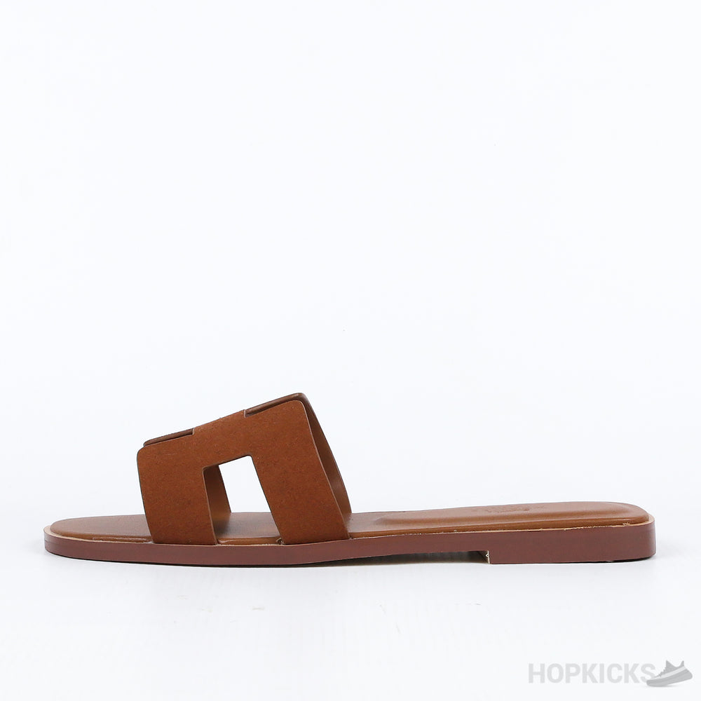 Hermes Oran Orange Suede Sandal Mule Epson Leather (Premium Batch)