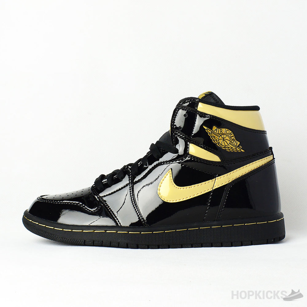 Air Jordan 1 High Patent Black Metallic Gold