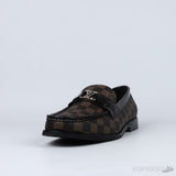 LV Moccasin Plain Leather Platinum Black Loafers (Dot Perfect) - Photo 2