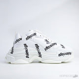 Bale*ciaga Allover Logo Triple S White Sneakers (Dot Perfect) - Photo 3