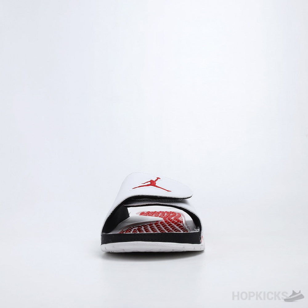 Air Jordan Hydro 5 Retro White Fire Red Slides
