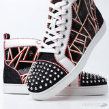 Christian Louboutin Lou Spikes Orlato Sneaker in Red and Black (Dot Perfect) - Photo 12