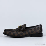 LV Moccasin Plain Leather Gold Black Loafers (Dot Perfect) - Photo 1