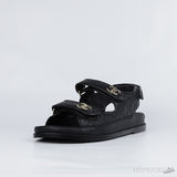Chanel Grained Calfskin Velcro Dad Sandals Black (Premium Plus Batch) - Photo 2