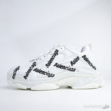 Bale*ciaga Allover Logo Triple S White Sneakers (Dot Perfect) - Photo 1
