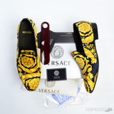 Versace Barocco Print Silk Slippers - Photo 2