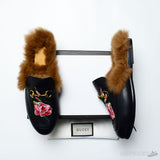 Gucci Princetown Floral furr Loafers - Photo 2