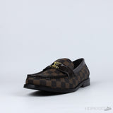 LV Moccasin Plain Leather Gold Black Loafers (Dot Perfect) - Photo 2