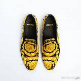 Versace Barocco Print Silk Slippers - Photo 11