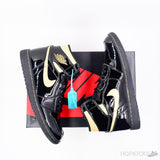 Air Jordan 1 High Patent Black Metallic Gold - Photo 2
