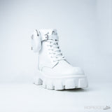 Prada Monolith Brushed Leather Nylon Boots (Dot Perfect) - Photo 2