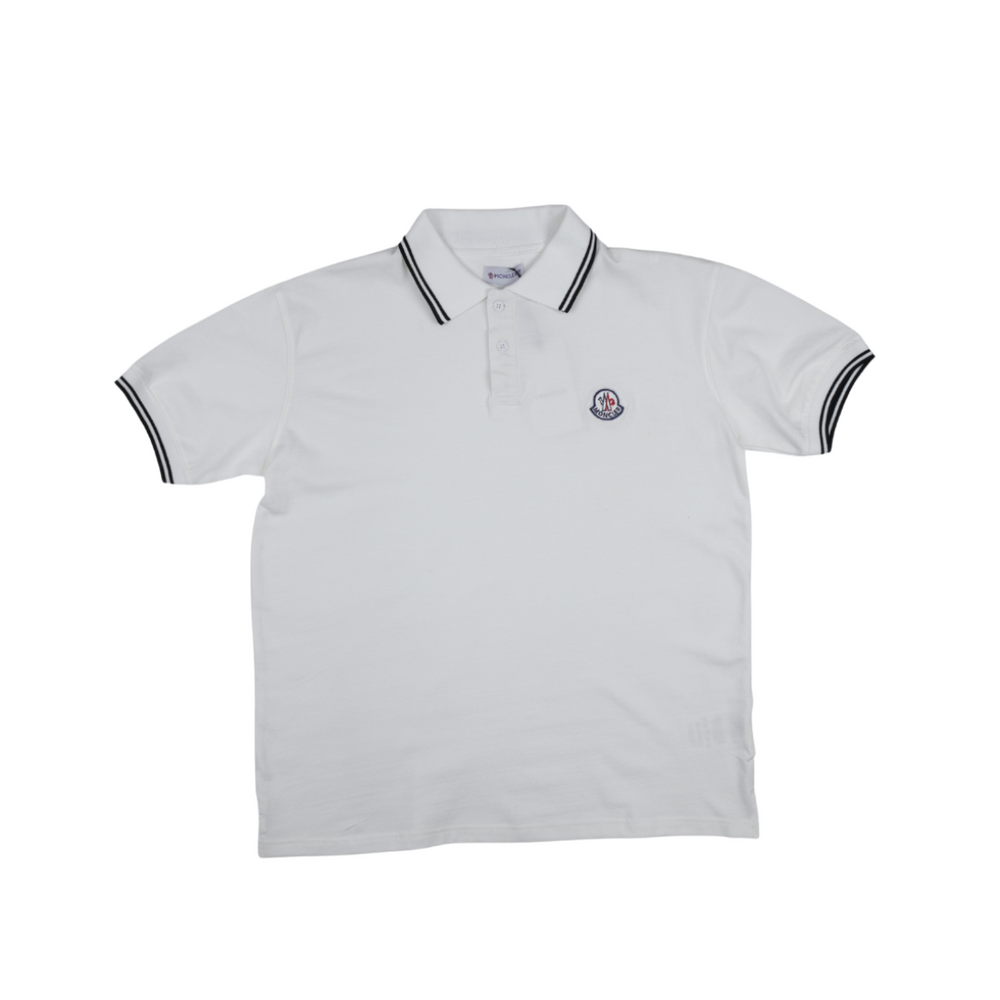 Moncler Logo Patch White Polo Shirt