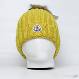 Moncler Yellow Beanie With Pom Pom - Photo 1