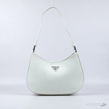 Prada Cleo Brushed Leather Shoulder Bag (White) (Premium Batch)