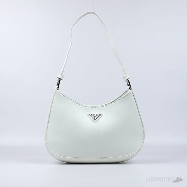 Prada Cleo Brushed Leather Shoulder Bag (White) (Premium Batch)