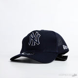 NY New Era Black White Logo Navy Trucker Cap - Photo 1