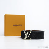 L*V Gold Initials Monogram Buckle Black Belt - Photo 4