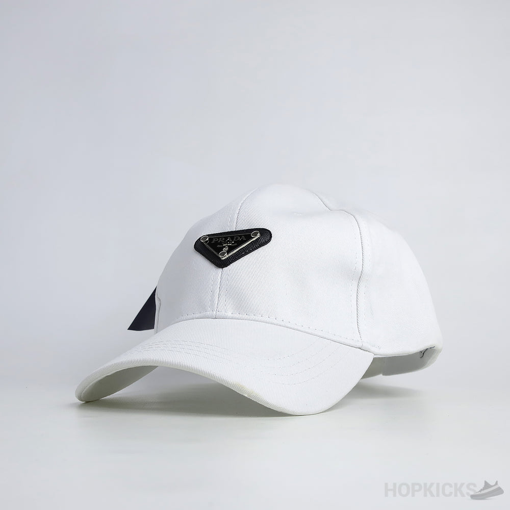 Prada Triangle Logo White Cap