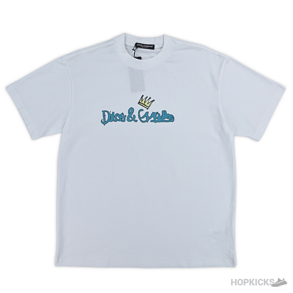 D&G Crown Logo Printed White T-Shirt (Imported Premium Finish)