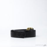 GG Marmont Embossed Black-Gold Belt - Photo 2