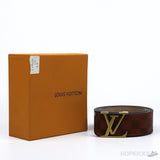 LV Golden Buckle Brown Square Pattern Belt - Photo 4