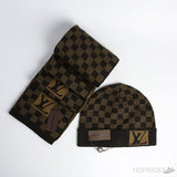LV Petit Damier Brown Scarf And Beanie - Photo 1