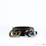 Gucci GG Golden Buckle Dark Brown Belt - Photo 1