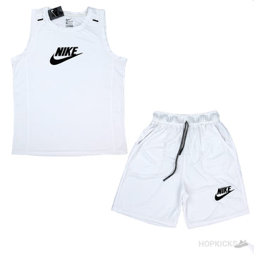 Nike White Dry-Fit Tank and Shorts Set