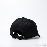 Gucci Gold Logo Pattern Black Leather Cap - Photo 2