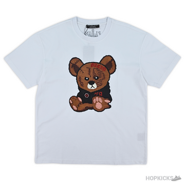 Plein Embroidered Teddy White T-Shirt (Imported Premium Finish)