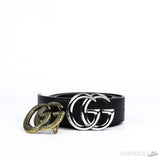 Gucci GG Silver Buckle Black Belt - Photo 1