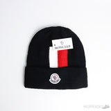 Moncler Rib Knit Logo Black Beanie - Photo 1